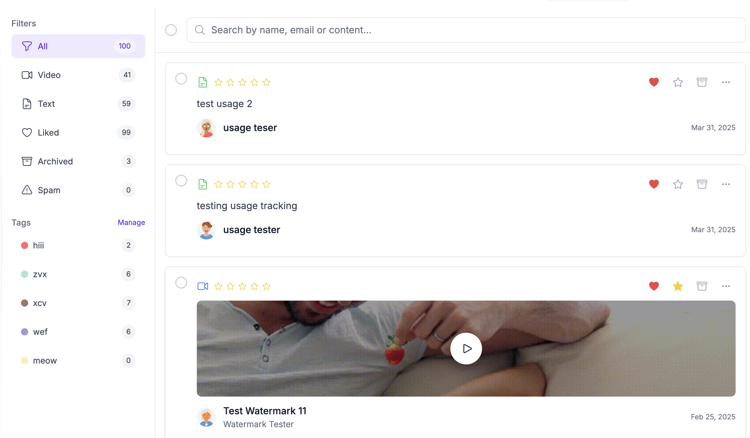Manage testimonials